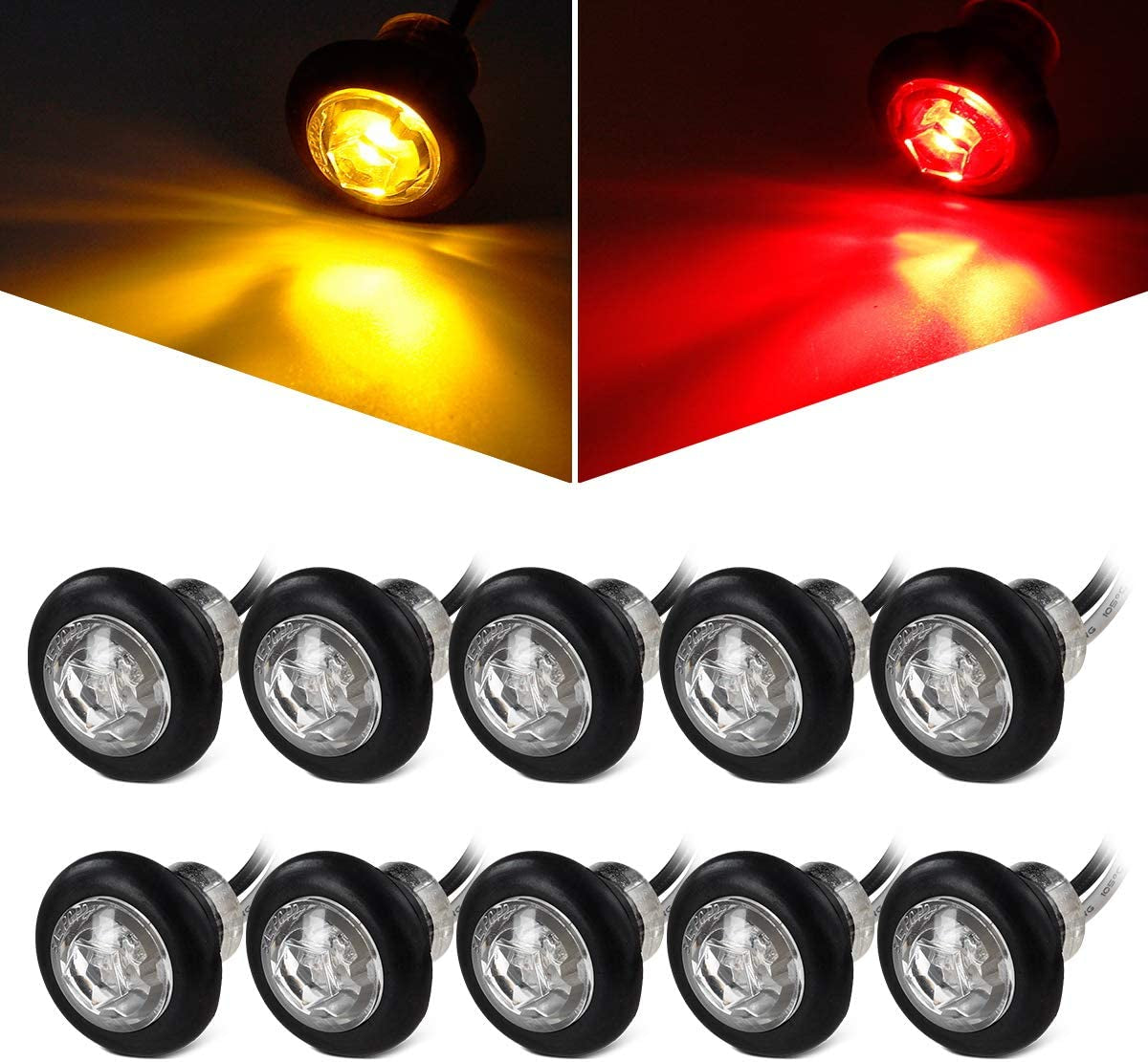 3/4 Inch LED Side Marker lights Round Bullet 3LEDs Mini Size Truck Tir —  AUXITO